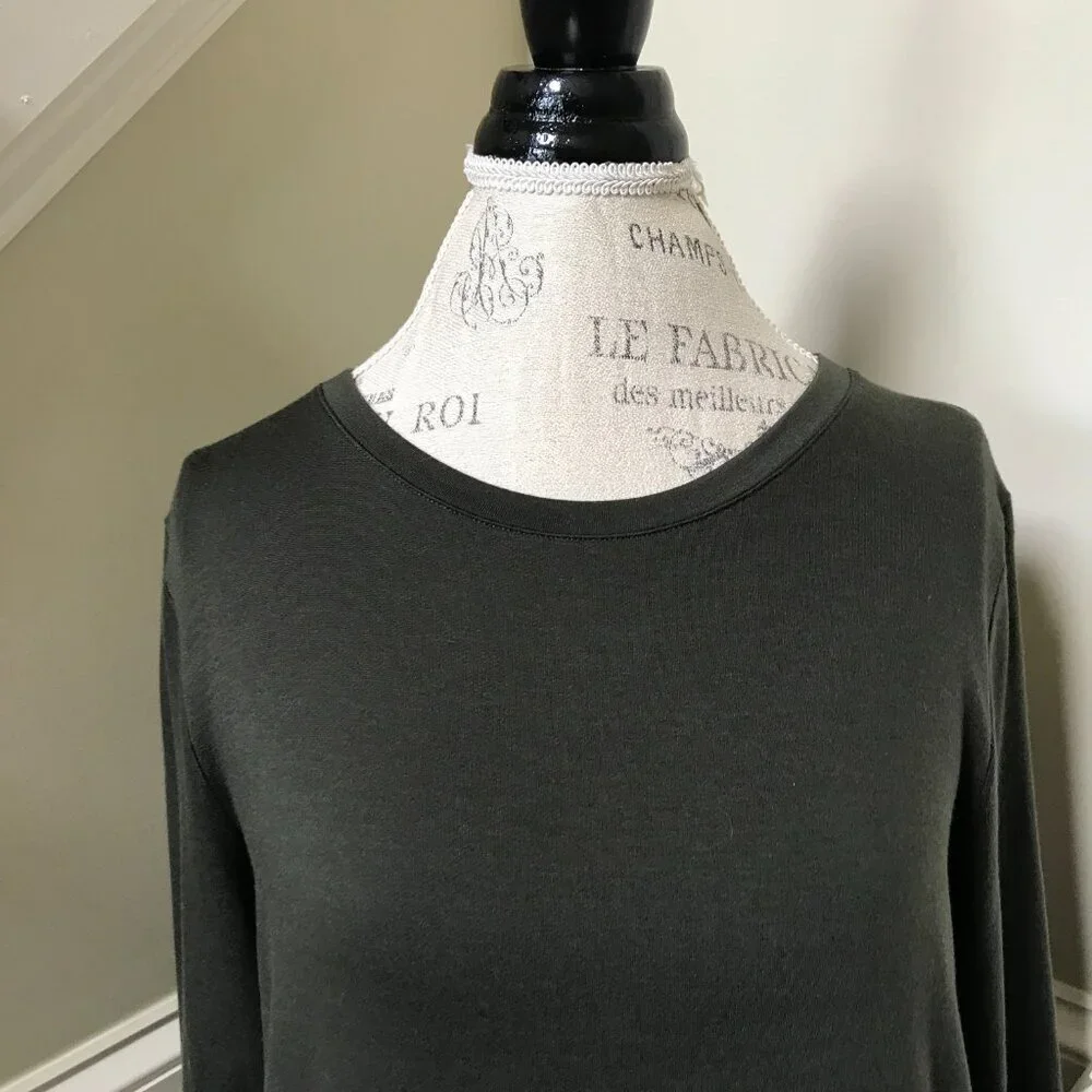 NWT Eileen Fisher Tencel Stretch Terry Dress Womens Large P Petite LP Green NEW - Picture 5 of 11